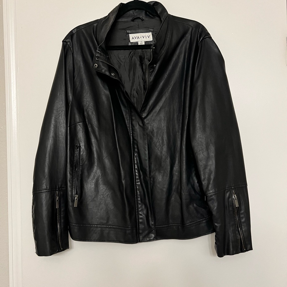 Women's Faux Black Leather Jacket